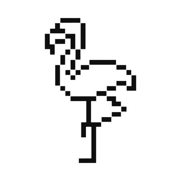 PNG Pixelated flamingo silhouette design.