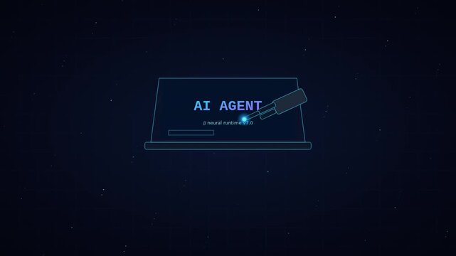 Ai agent neural runtime interface: futuristic digital technology concept animation