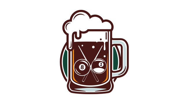 Beer Mug with Crossed Pool Cues and Balls Icon