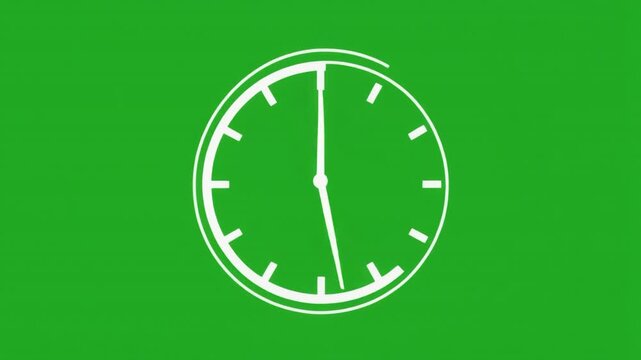 Clock animation on green screen background, time lapse, countdown, digital clock, clock face