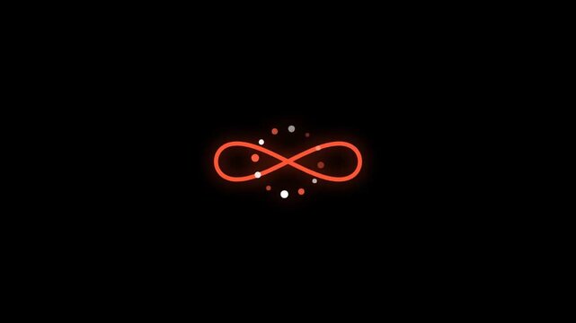 Infinity symbol loading loop with continuous glowing particle flow