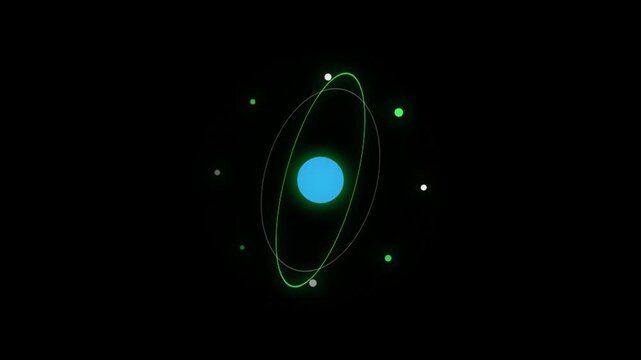 Mini planetary system loading animation with elliptical orbits and radiant core