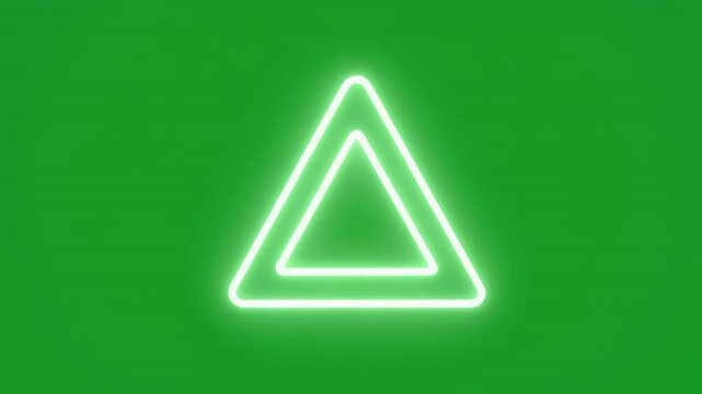 Neon triangle animation on green background for abstract modern design elements
