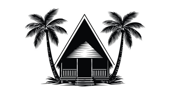 Bungalow vector illustration tropical island shack design style