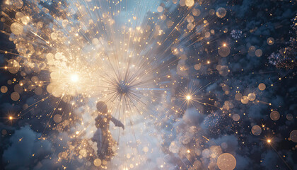 Fototapeta premium Light spark effects with subtle glow, clean dark background.