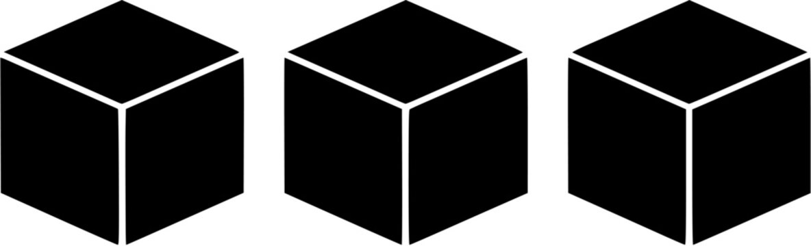 Three cubes vector icon on white background