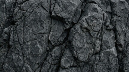 Fototapeta premium Closeup of a dark gray rocky surface with cracked texture and rugged natural formation