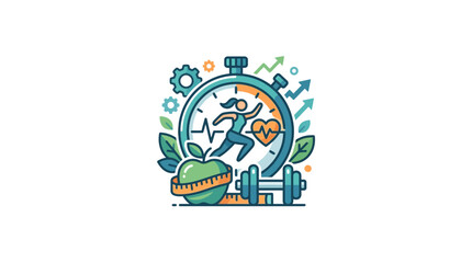 Fototapeta premium Fitness Stopwatch Health Lifestyle Icons