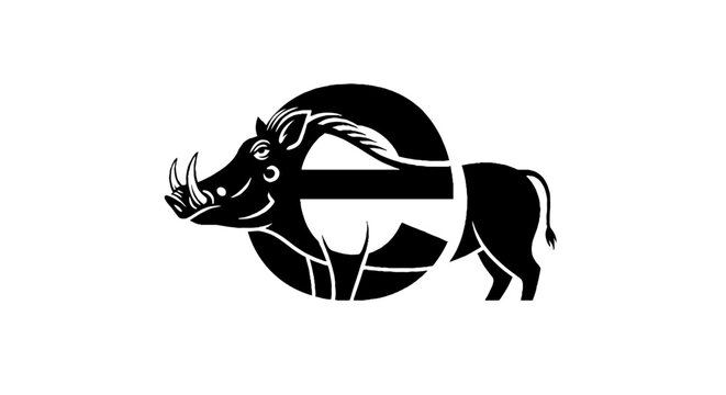 Black and white boar and letter e logo design.
