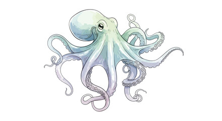 Blue and purple octopus with curling tentacles © mirzal