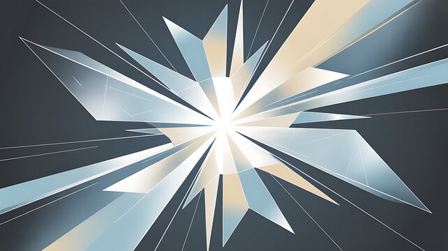 Abstract geometric star shape with light beams and glowing particles geometry abstract particles