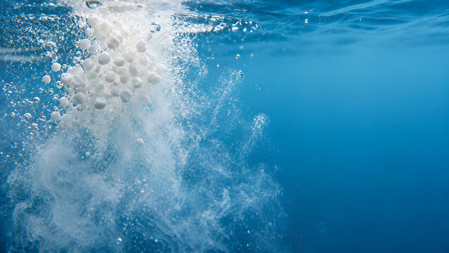 Close Up Dissolution of Calcium Hypochlorite in Water During Disinfection Process for Drinking Water Treatment