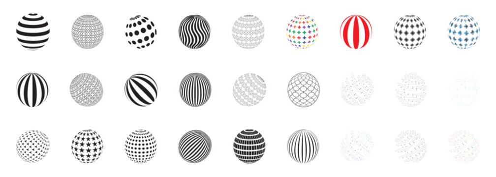Modern digital cyber network orb icons bundle and creative global technology science identity design asset. Minimalist future corporate logistics logo emblem elements, presentation template layout