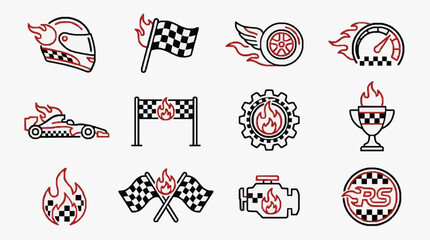 Dynamic Racing Emblems and Symbols Collection Featuring High Octane Motorsport Icons and Motifs © Tan