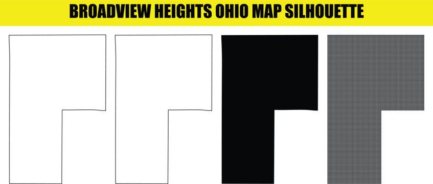Broadview heights ohio map silhouette vector with different styles and transparent background isolated on grid.