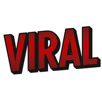 Bold red viral text with 3d style effect isolated on transparent background