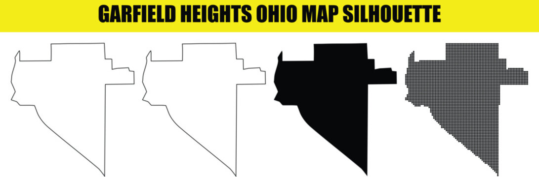 Garfield heights ohio map silhouette set creative design elements isolated geometric shapes collection vector illustration.