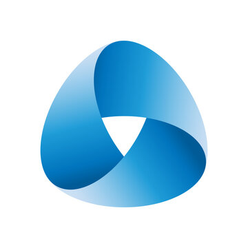 Modern abstract mobius loop icon, blue gradient geometric infinity, circular motion symbol, abstract renewal