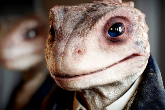 Anthropomorphic Gecko Business Portrait with Expressive Eyes