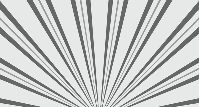 Black and white abstract striped sunburst rays pattern background with retro grunge texture and vector design elements
