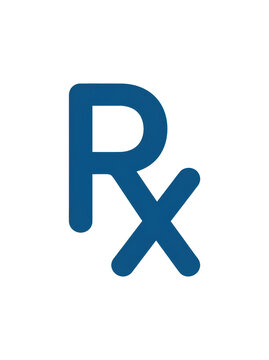 Blue rx prescription symbol on white background
