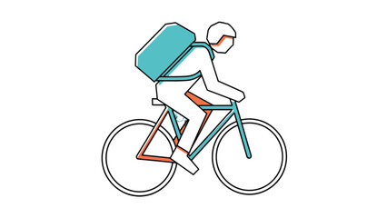 Obraz premium Delivery Man Riding a Bicycle with a Backpack Icon on Isolated White Background