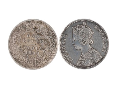 Usk, monmouthshire Wales UK June 18 2026 1888 Empress Queen Victoria silver one rupee coin