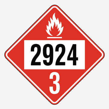 Hazardous Materials Flammable Liquid Transport Safety Placard with Identification Number 2924