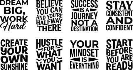 Obraz premium Motivational Typography Quote Bundle with Inspirational Success and Mindset Lettering Designs