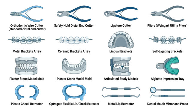 Dental Orthodontic Instruments Tools.
