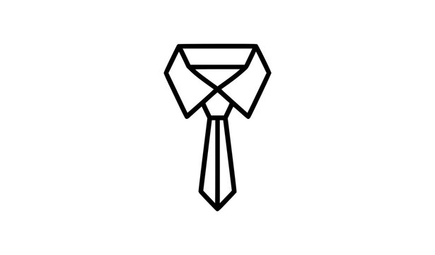 Business uniform line icon with shirt and tie outline symbol for corporate dress code logo