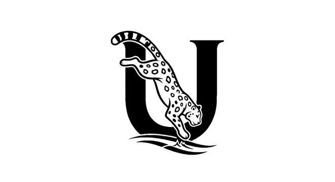 Elegant black panther forming letter U shape.