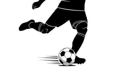 Soccer player striking a ball in motion silhouette © putry