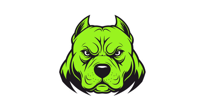 Fierce neon green pitbull dog head mascot