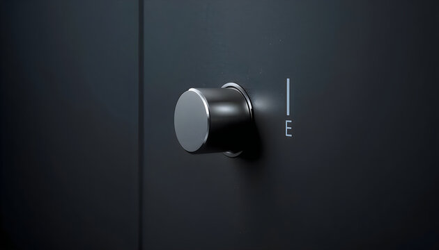 Modern metallic push button on dark panel
