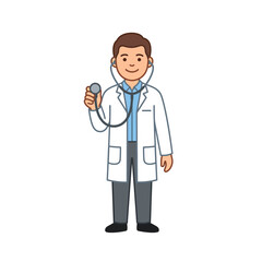 Fototapeta premium A friendly male doctor wearing a white coat and holding a stethoscope, ready to care for patients