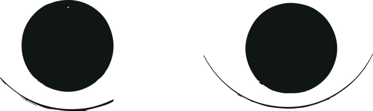 Minimalist cartoon eyes outline vector illustration of staring watching observing look or abstract character facial expression
