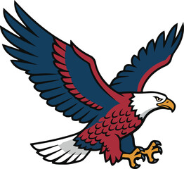 Naklejka premium 4th of july elements. patriotic bald eagle soaring illustration