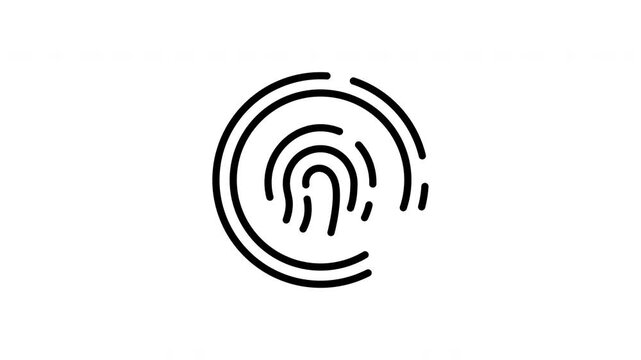 Fingerprint Recognition Animated Icon With Alpha Channel. Biometric Security And Identity Verification Motion Graphic. Digital Authentication And Access Control