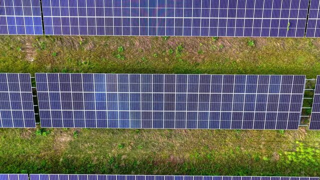 Aerial Biogas Plant Solar Panels Green Domes Rural Landscape