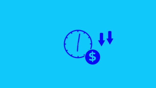 Time reduction money animation.dollar coin down icon animation.