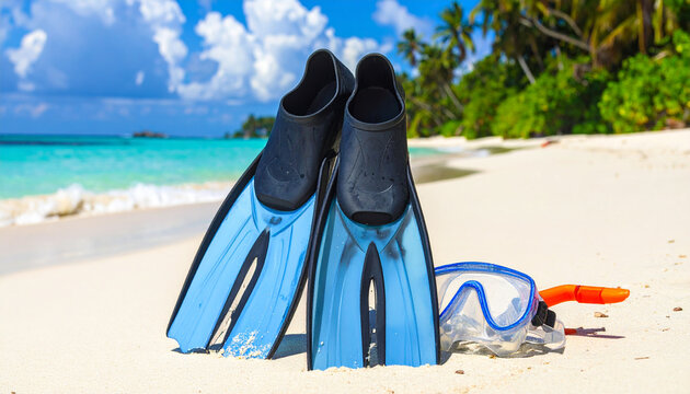 Snorkeling Gear on Tropical Beach