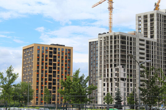 modern apartment buildings in the city of Kyiv Ukraine