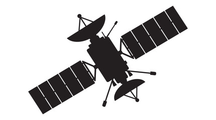 Satellite With Solar Panels And Antenna Black Silhouette © MDAbdul