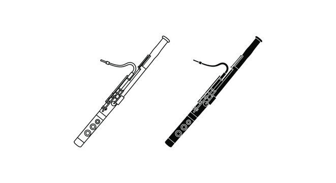 Black and white oboe and clarinet musical instruments