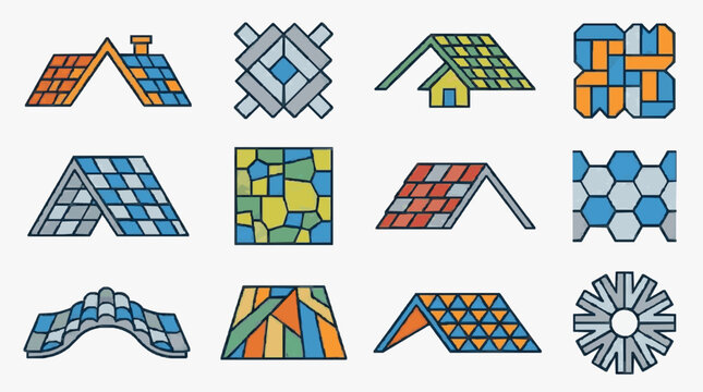 Geometric Roof Designs and Rubik Cube Patterns.