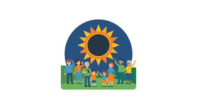 Diverse Group Watching Solar Eclipse Outdoors on Bright Day
