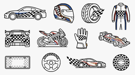 Naklejka premium Corporate Branding Elements Featuring High Speed Racing and Motorsport Iconography for Dynamic Visual Identity
