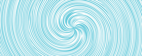 Naklejka premium Abstract psychedelic background featuring a dynamic cyan and white spiral swirl pattern with hypnotic radial sunburst lines.