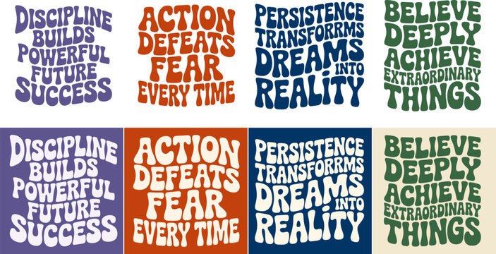 Motivational phrases in bubble lettering a colorful vector illustration for positive messaging affirmation